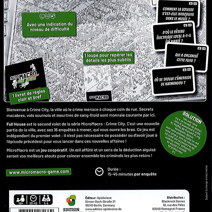 Micro Macro - Crime city - Full house - Jeu de plateau de stratégie coopératif - Rouge et Noir