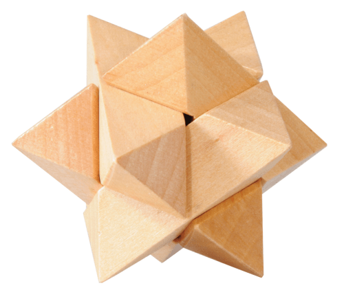 Mini casse - tête 3D en bois - Star - Casse - tête en bois - Rouge et Noir