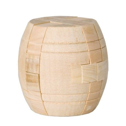 Mini casse - tête 3D en bois - Tonneau - Casse - tête en bois - Rouge et Noir