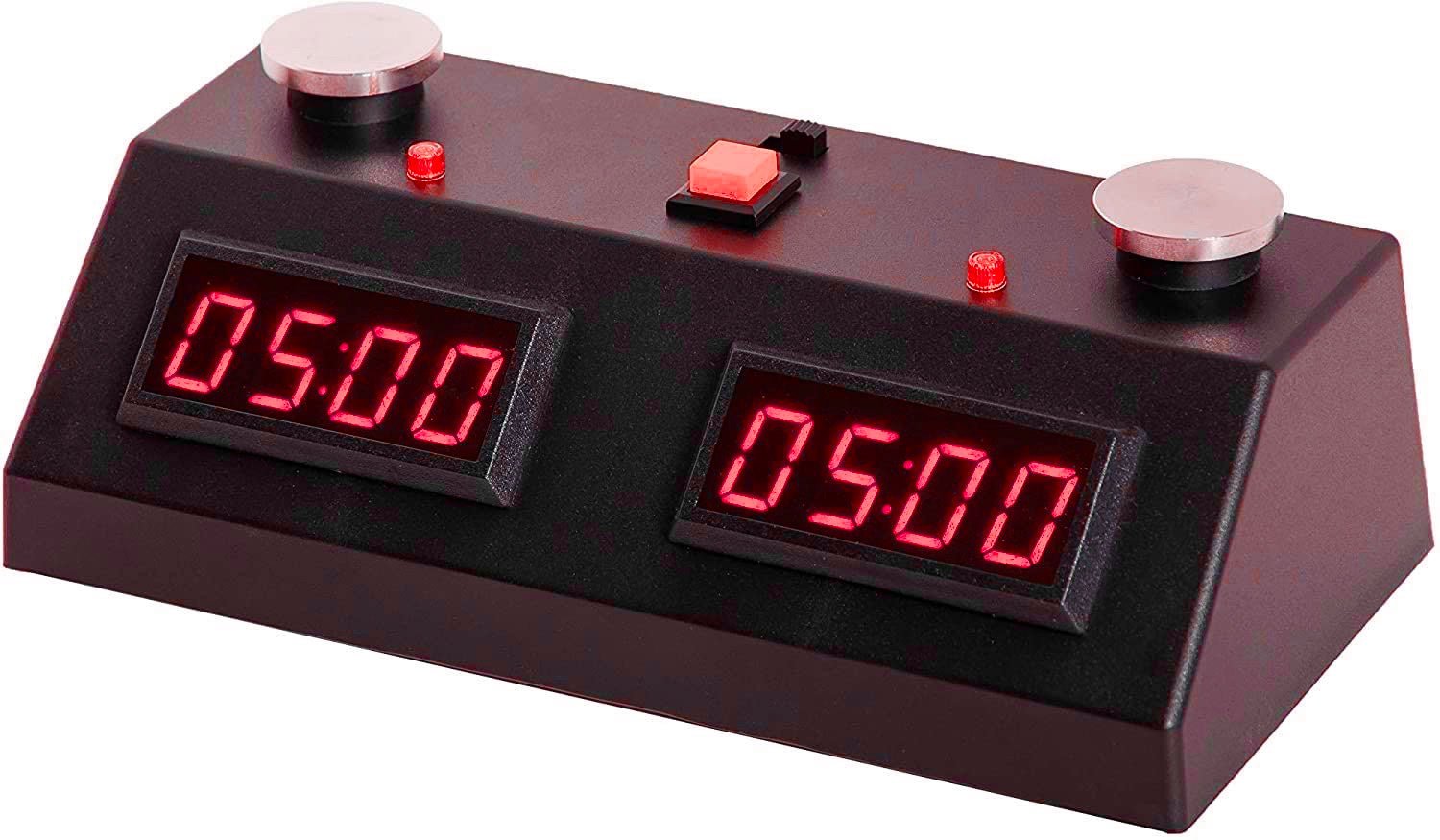 Pendule Echecs / Backgammon - Tactile - Noir LED Rouge - accessoire d'échecs pendule d'échecs - Rouge et Noir