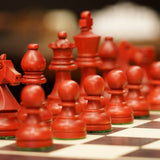 Pièces d'échecs Club Rouges en Buis - Chopra - jeu d'échecs pièces d'échecs classiques - Rouge et Noir
