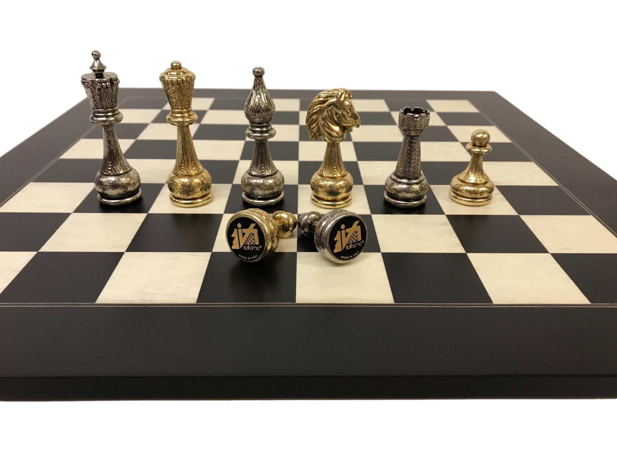 Pièces d'échecs en métal - Flowered - Fait à la main - jeu d'échecs pièces d'échecs classiques et décoratives - Rouge et Noir
