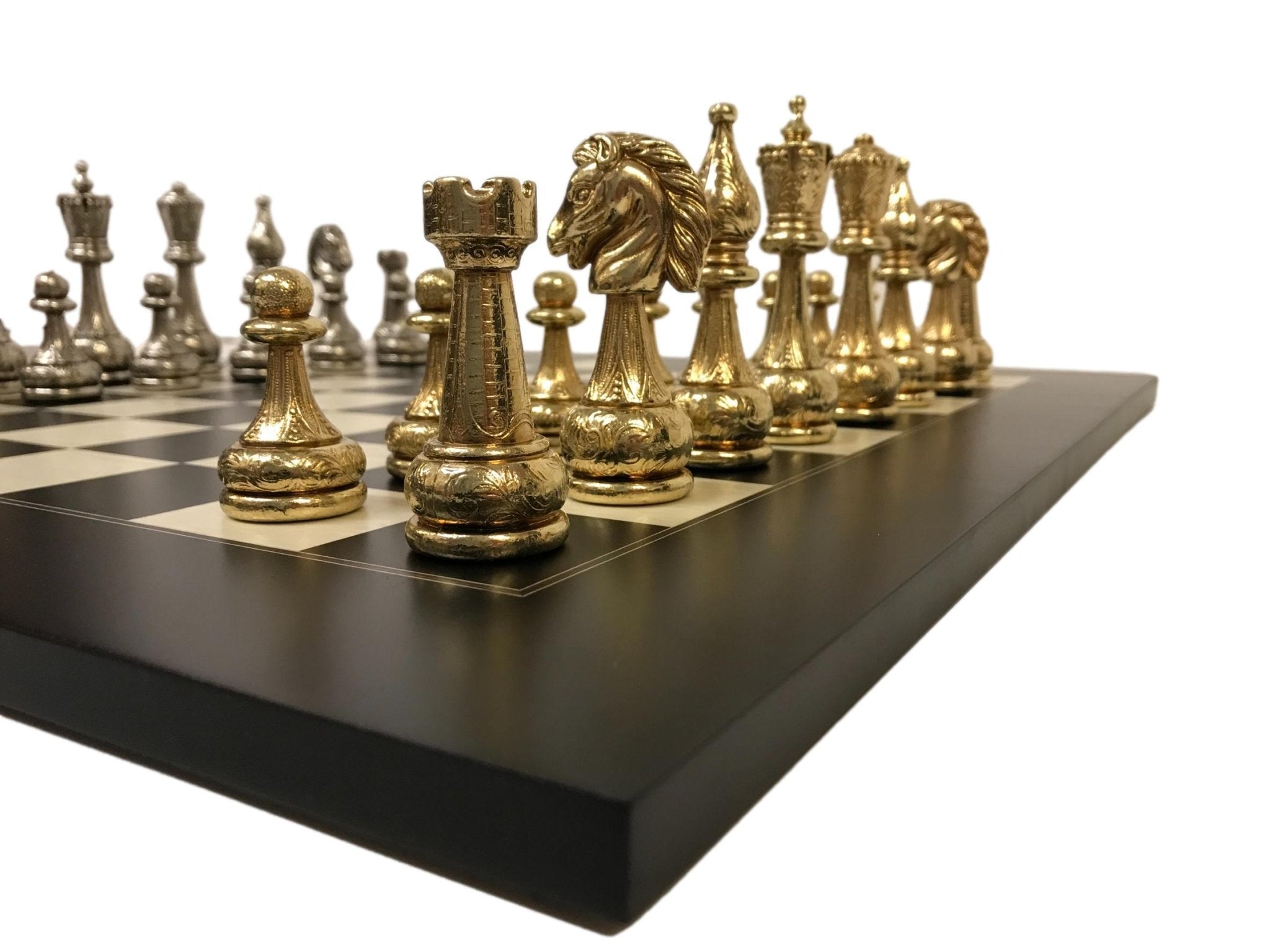 Pièces d'échecs en métal - Flowered - Fait à la main - jeu d'échecs pièces d'échecs classiques et décoratives - Rouge et Noir