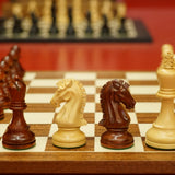 Pièces d'échecs Iroquoises en Bois de rose - Chopra - jeu d'échecs pièces d'échecs classiques - Rouge et Noir