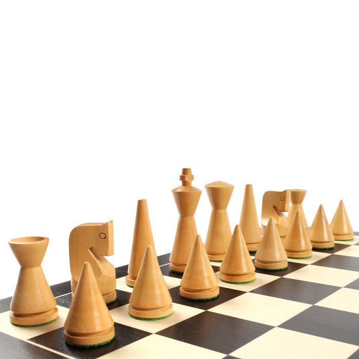 Pièces Modernes en buis et buis teinté noir - jeu d'échecs pièces d'échecs classiques et décoratives - Rouge et Noir