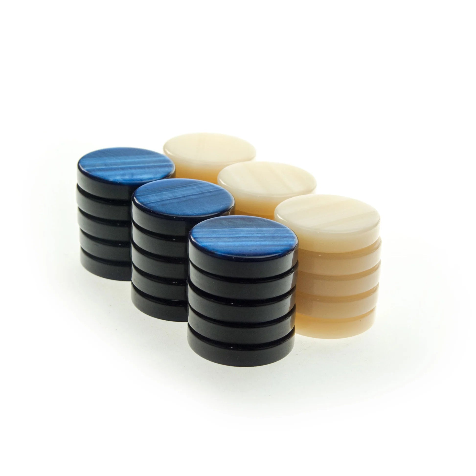 Pions de backgammon nacrés - Acrylique - Bleu - Pions de backgammon - Rouge et Noir