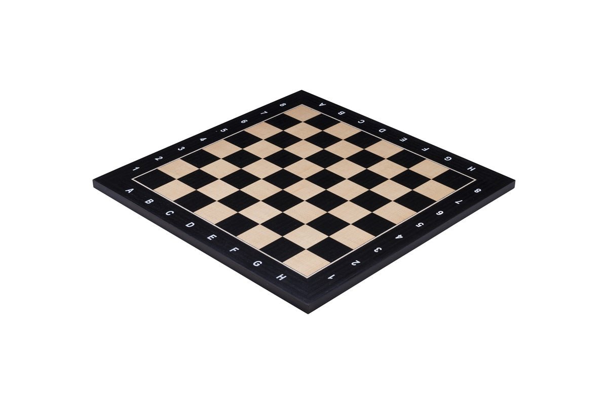 Plateau d'échecs / échiquier en érable incrusté - Lettré - Chiffré - échiquier classique - Rouge et Noir