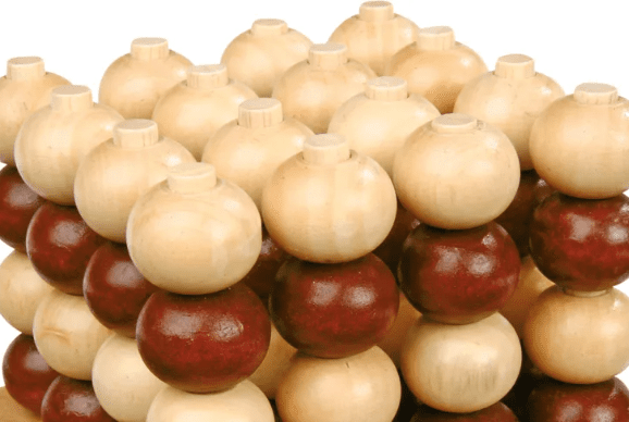 Puissance 4 3D - Grand modèle en bois - Jeu de stratégie en bois - Rouge et Noir