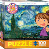 Puzzle Eurographics - 100 p - La nuit étoilée - Vincent Van Gogh - Puzzle en carton - Rouge et Noir