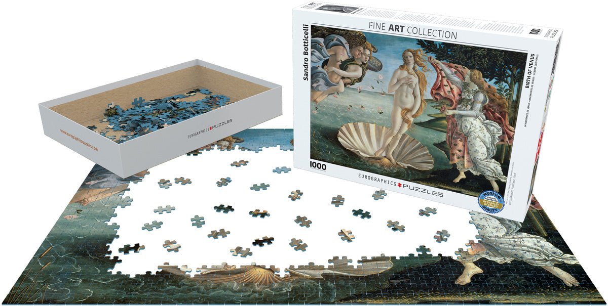 Puzzle Eurographics - 1000 p - La naissance de Vénus - Sandro Botticelli - Puzzle en carton - Rouge et Noir