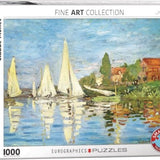 Puzzle Eurographics -1000 p - Régates à Argenteuil - Monet - Puzzle en carton - Rouge et Noir