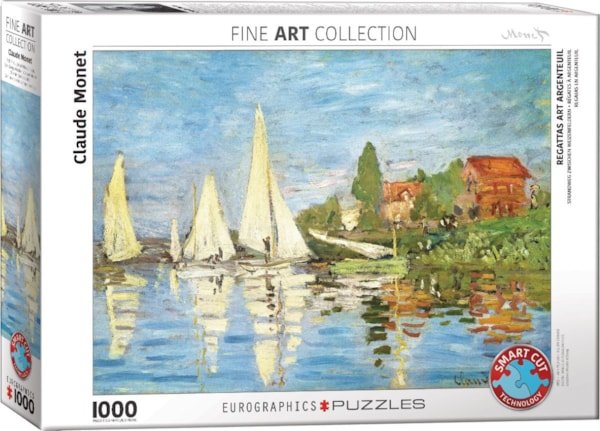 Puzzle Eurographics -1000 p - Régates à Argenteuil - Monet - Puzzle en carton - Rouge et Noir