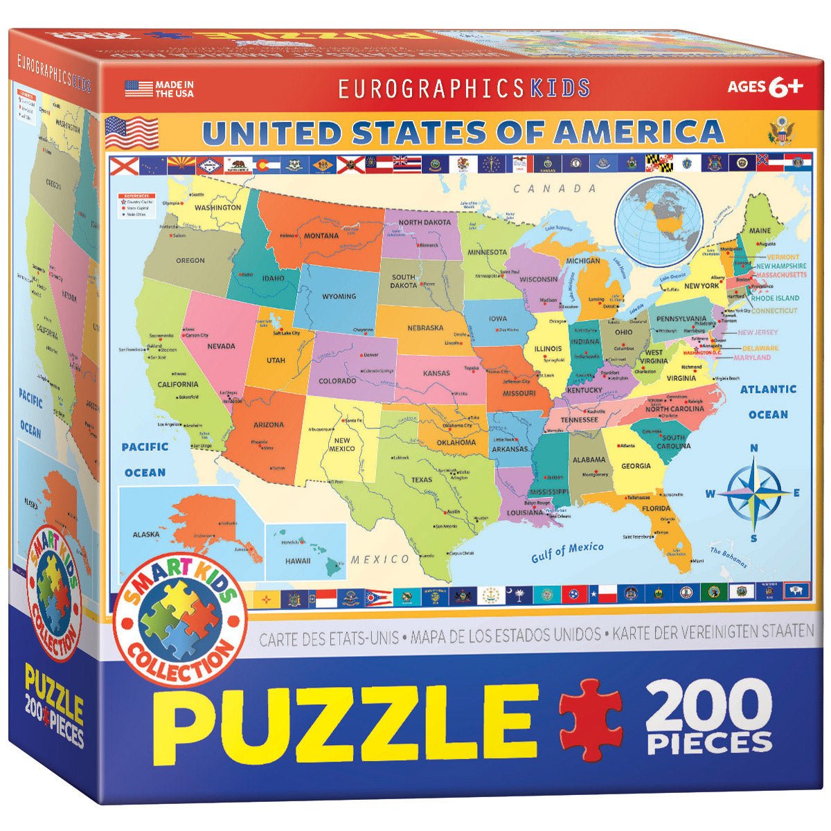 Puzzle Eurographics - 200 p - Carte de l’Europe - Puzzle en carton autre - Rouge et Noir