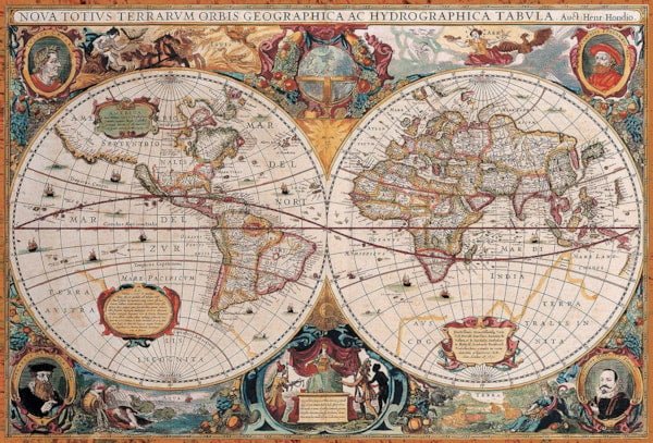 Puzzle Eurographics - 2000 p - Carte de monde antique - Puzzle en carton - Rouge et Noir
