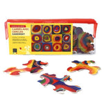 Puzzle MW - 12 p - Carrés avec cercles - Kandisky - Puzzle en bois Michèle Wilson enfant solitaire - Rouge et Noir