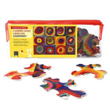 Puzzle MW - 12 p - Carrés avec cercles - Kandisky - Puzzle en bois Michèle Wilson enfant solitaire - Rouge et Noir
