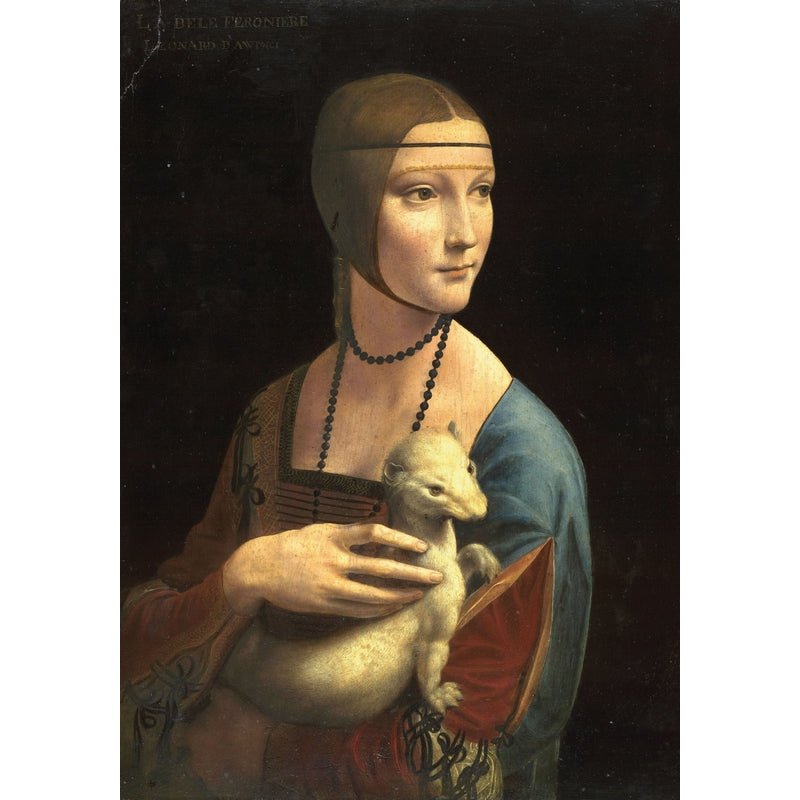 Puzzle MW - 24 p - La dame à l'hermine - Léonard De Vinci - Puzzle en bois Michèle Wilson enfant solitaire - Rouge et Noir