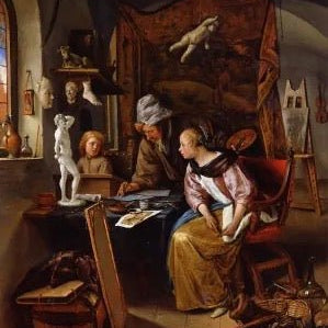 Puzzle MW - 500 p - La leçon de dessin - Jan Steen - Puzzle en bois Michèle Wilson - Rouge et Noir