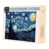 Puzzle MW - 650 p - Nuit étoilée - Van Gogh - Puzzle en bois Michèle Wilson - Rouge et Noir