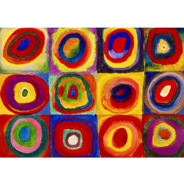 Puzzle Piatnik - 1000 p - Carrés avec Cercles Concentriques - Kandinsky - Puzzle en carton - Rouge et Noir