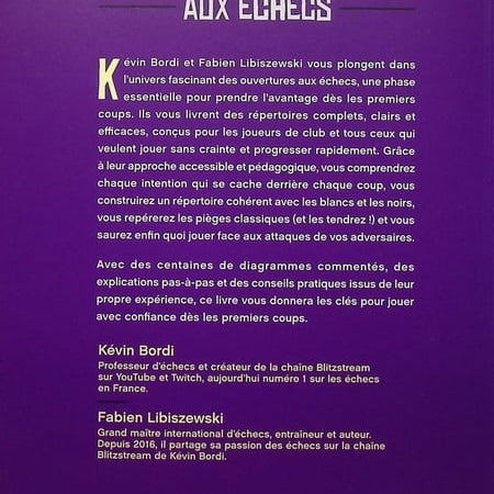 Réussir ses ouvertures aux échecs - (Blitzstream) Kevin Bordi & Fabien Libiszewski - Livre d'échecs - Rouge et Noir