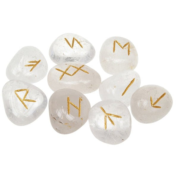 Runes en Cristal de Roche - jeu divinatoire - Rouge et Noir