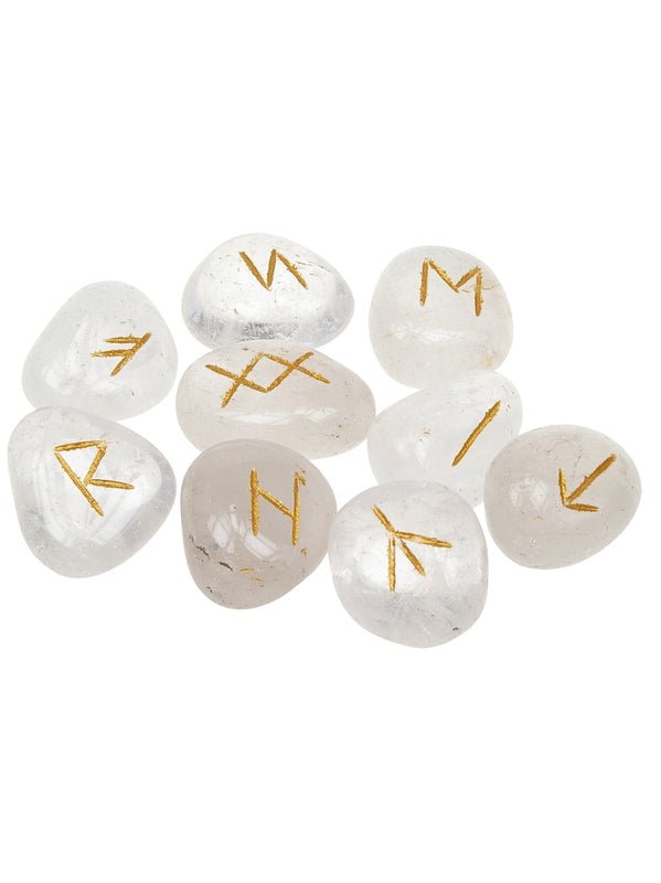 Runes en Cristal de Roche - jeu divinatoire - Rouge et Noir