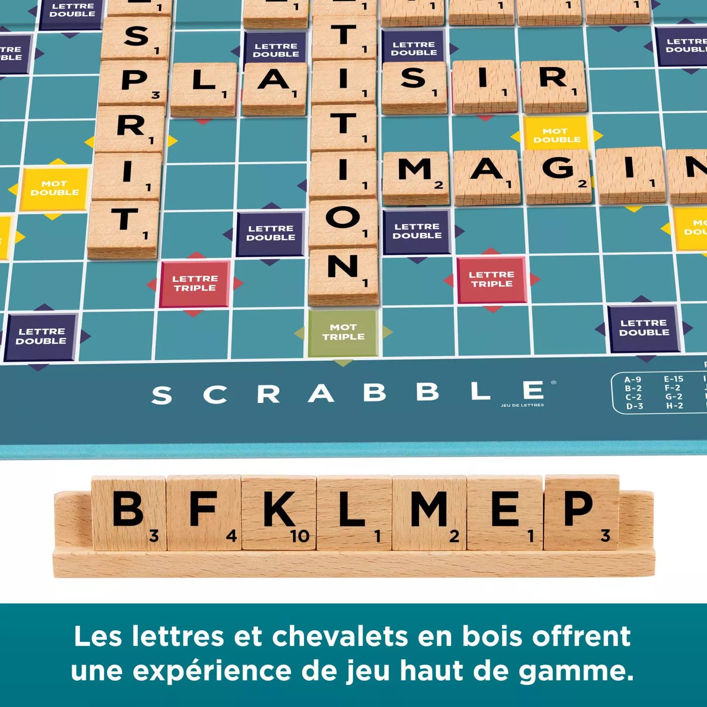 Scrabble Classique en bois - Jeux de Lettres et de Chiffres - Rouge et Noir