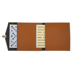 Scrabble Cuir Vegan - Magnétique - Orange - Jeux de Lettres et de Chiffres cadeau bel objet - Rouge et Noir