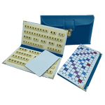 Scrabble Duplicate ou de Voyage en Cuir Vegan - Magnétique - Pliant - Bleu - Jeux de Lettres et de Chiffres cadeau bel objet - Rouge et Noir