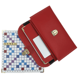 Scrabble Duplicate ou de Voyage en Cuir Vegan - Magnétique - Pliant - Rouge - Jeux de Lettres et de Chiffres cadeau bel objet - Rouge et Noir
