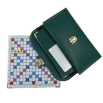 Scrabble Duplicate ou de Voyage en Cuir Vegan - Magnétique - Pliant - Vert - Jeux de Lettres et de Chiffres cadeau bel objet - Rouge et Noir
