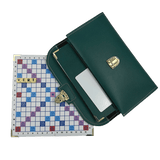 Scrabble Duplicate ou de Voyage en Cuir Vegan - Magnétique - Pliant - Vert - Jeux de Lettres et de Chiffres cadeau bel objet - Rouge et Noir