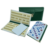 Scrabble Duplicate ou de Voyage en Cuir Vegan - Magnétique - Pliant - Vert - Jeux de Lettres et de Chiffres cadeau bel objet - Rouge et Noir