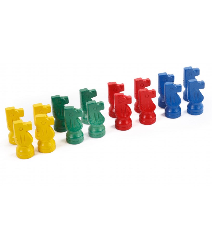 Set de 16 petits chevaux en bois - Jeux Traditionnels - Rouge et Noir