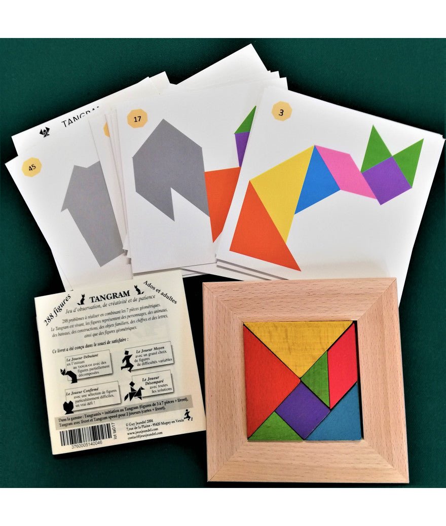 Tangram Junior - Casse - tête en bois jeu solitaire - Rouge et Noir