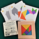 Tangram Junior - Casse - tête en bois jeu solitaire - Rouge et Noir