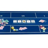 Tapis de poker "Old Fashioned" - 180 x 90 cm - Jersey Néoprène - Galonné - Blue - tapis de poker - Rouge et Noir