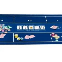 Tapis de poker "Old Fashioned" - 180 x 90 cm - Jersey Néoprène - Galonné - Blue - tapis de poker - Rouge et Noir