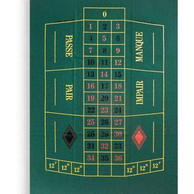 Tapis Roulette drap DN - PM 100x60 - jeu de casino tapis de roulette - Rouge et Noir