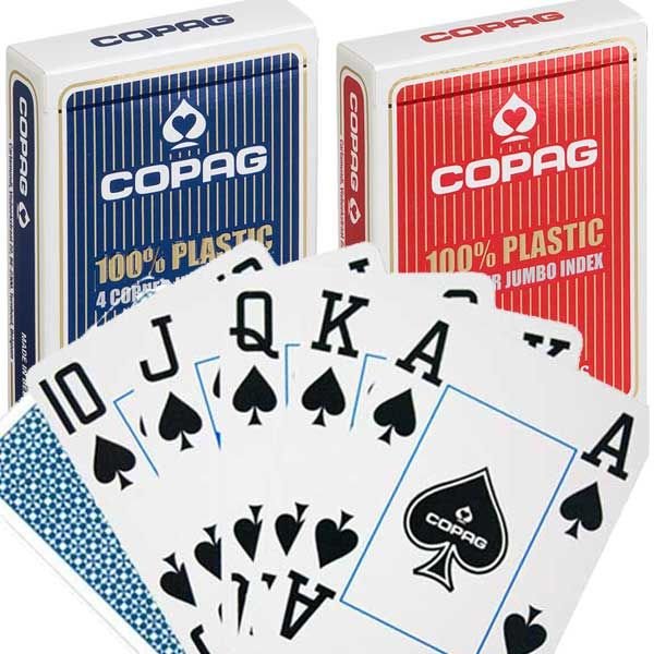 Copag 100% plastique - Jumbo Index - A l'unité - cartes de poker - Rouge et Noir